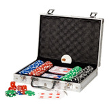 Maleta De Poker Jogo 200 Fichas Numeradas 2 Baralhos 5 Dados