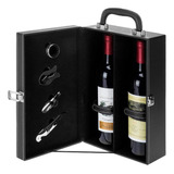 Maleta Para 2 Garrafas De Vinho Com Acessórios Executiva