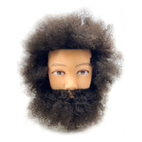 Manequim Cabelo Humano Afro P/ Treino Com Barba Masculina