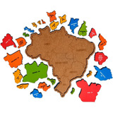 Maninho Quebra-cabeça Pedagógico Em Madeira Mapa Brasil