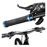 Manopla Bike Com Travas Lock Alumínio Azul Grip Mtb Urbano