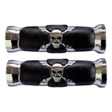 Manopla Custom Skull Caveira Cromada Fat Bob