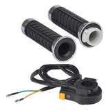 Manopla Punho Acelerador Bike Motorizada + Botão Interruptor Cor Prateado