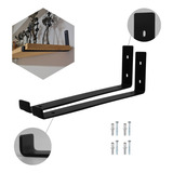 Mão Francesa Invertida Reforçada Preta 30cm Suporte Kit 2 Un