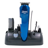 Máquina De Barbear E Aparar Pelos Kit 8 Em 1 Kemei Km-550 Cor Azul 110v/220v