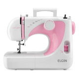 Máquina De Costura Reta Elgin Futura Jx-2040 Portátil 127v Cor Branco/rosa