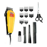 Máquina E Aparador Profissional Cabelo Barba Kit Completo Cor Amarelo Voltagem 110v