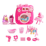 Máquina Lavar Roupa Lavanderia Infantil C/ Luz E Acessorios