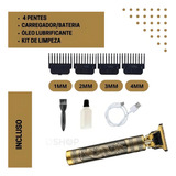 Maquininha Barbear Cabelo Fazer Pezinho Depilar Recarregável Cor Dourado 110v/220v