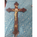 Maravilhoso Crucifixo Antigo ,madeira E Metal.