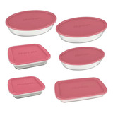 Marinex Conjunto 6 Peças Assadeiras Com Tampa Cor Rosa