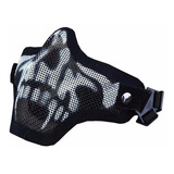 Mascara Airsoft Camuflada Meia Face Tela 2 Banda Elástica Cor Preto Com Caveira