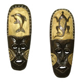 Máscara Carranca Decorativa Bali Lagarto Golfinho 30cm Par