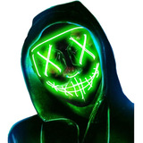 Mascara Com Led Neon Carnaval Cosplay Fantasia Masculina Cor Verde