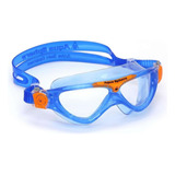 Máscara De Natação Vista Jr. Lente Transparente Aqua Sphere Cor Azul/laranja