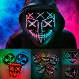 Máscara Led Neon Halloween Terror Carnaval Cosplay Fantasia Cor Laranja Caveira
