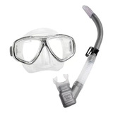 Mascara Mergulho Seasub Prata E Respirador Transpa/titanio