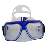 Máscara Óculos De Mergulho Azul Com Suporte De Gopro / Sjcam