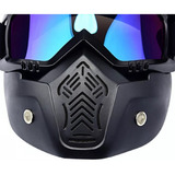 Máscara Óculos Lente Azulado Motociclista Motocross Moto Capacete Aberto Bikes