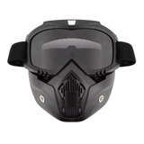 Máscara Preto Óculos Fume Removível Moto Harley Cafe Racer