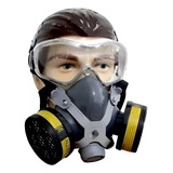 Máscara Respiratória Protetora Semi Facial Epi Com 2 Filtros Gases Vapores Pó Fumaça Pintura Com Óculos