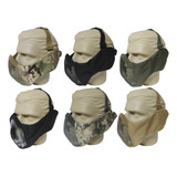 Máscara Telada Meia Face Proteção De Orelha Airsoft Tático