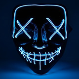 Mascara Terror Halloween Led Neon Festa Balada Assustadora Cor Azul