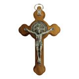 Medalha Cruz Crucifixo Italiano Madeira De Oliveira 7,5cm