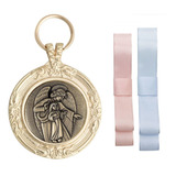 Medalhão De Berço Quarto Do Bebe Com Fita Rosa E Azul