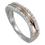 Meia Aliança De Ouro Branco E Rosê 18k E Diamantes !!