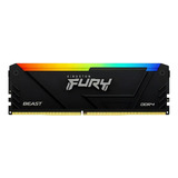 Memoria Ram Para Pc 16gb Ddr4 Cl16 3200mhz (1x16gb) Kingston Fury Beast Kf432c16bb2a/16 Gamer Rgb Preto