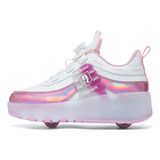 Menina Recarregável Rosa Led Patins De Gelo De Duas Rodas