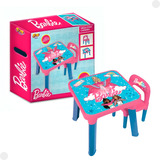 Mesa De Atividades Barbie C/ Cadeira Rosa F01640 - Fun