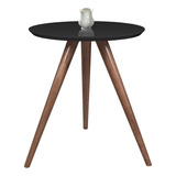 Mesa De Canto Redonda Cor Preta Vidro Tampo 40 Cm Alt 50 Cm