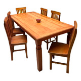 Mesa De Jantar 1,40 X 0,80 + 6 Cadeiras Madeira Peroba Rosa