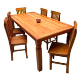 Mesa De Jantar 1,40 X 0,80 + 6 Cadeiras Madeira Peroba Rosa