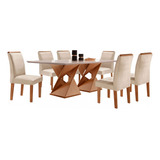Mesa De Jantar 6 Lugares Genova/luísa Com Vidro