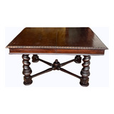 Mesa De Jantar Antiga Em Madeira Maciça Estilo Manuelino