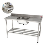 Mesa De Manipulação Com 1 Pia Inox 150x70 Prateleira Imeca