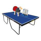 Mesa De Ping Pong Mdf 25mm 1090 Klopf + Kit Completo 5091 Cor Azul