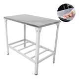 Mesa De Serviço Inox Linha Leve 93x55 Prateleira Grade Innal