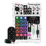 Mesa De Som 3 Canais Player Multicolor T0302 Mixer Taramps T 0302 Equalizador Mp3 Usb Fm Bluetooth 72 Efeitos Rgb Led 12v