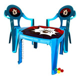 Mesa Educativa Infantil Mesinha Com 2 Cadeiras Menino Menina Cor Azul Aranha