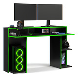 Mesa Escrivaninha Gamer Para Espaço Gabinete 2 Monitores