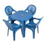 Mesa Iantil Ursinho Com 04 Cadeiras Plásticas Várias Core Cor Azul
