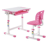 Mesa Infantil Cadeira Escolar Estudo E Desenho B201s Rosa