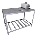Mesa Inox 92cm Suporte De Choppeira Resistente