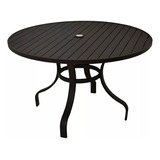 Mesa Jantar Em Alumínio 100cm Reforçada Furo Para Ombrelone