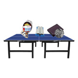Mesa Ping Pong 1019 Klopf + Kit 5055 + Rede Retrátil + Capa Cor Azul