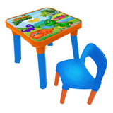 Mesinha Com Divisórias E Cadeira Dino Baby Infantil